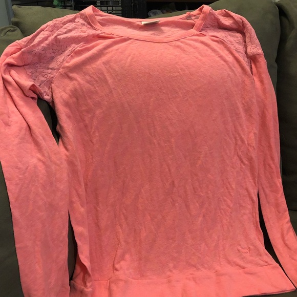 PINK Victoria's Secret Tops - Pink VS PINK Long Sleeve Tee Shirt with Lace SZ M PINK Victoria's Secret Tops - Pink VS PINK Long Sleeve Tee Shirt with Lace SZ M